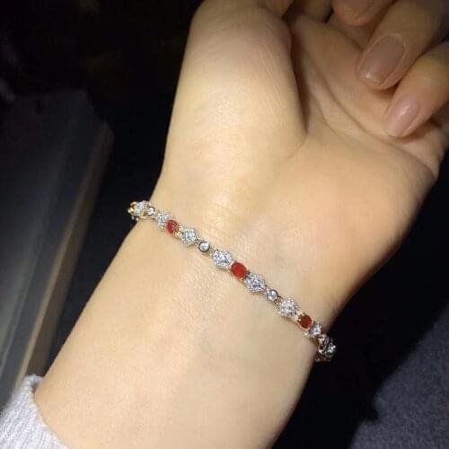 Charming red ruby bracelet for women with silver jewelry party anniversary gift style hot selling present natural gem