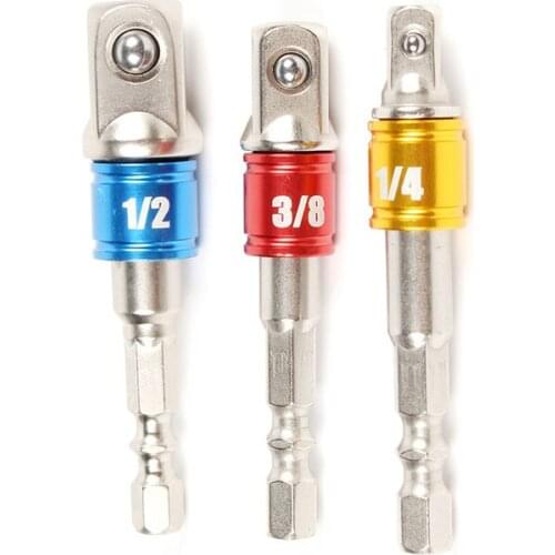 3pcs/Set 1/4" 3/8" 1/2" Socket Adapter Drive Power Hex Bit Set Wrench Sleeve Extension Bar Vanadium Socket Spanner Adapter