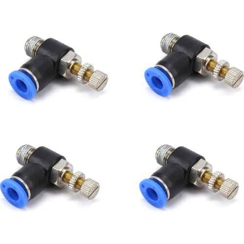 Pneumatic Speed Regulating Switch JSC8-02 Air Throttle Valve 1/8 "1/4"3/8"1/2" BSP Male x 4/6/8/10/12mm OD Tube Qquick Connector