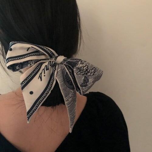 FFLACELL Korea White Coffee Color Stripe Zebra Pattern Ribbon Scarf Headband Dual Purpose for Women Hair Autumn Accessories