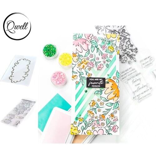 QWELL Fragrant Flower Leaves Metal Cutting Dies With Clear Stamps Set I Love You Warm Sentences For DIY Scrapbooking Craft 2020