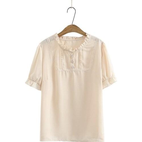 Plus Size Wmens Chiffon Blouse Short Sleeve A-line Simple Tops Oversized Summer Elegant Officewear Blusas