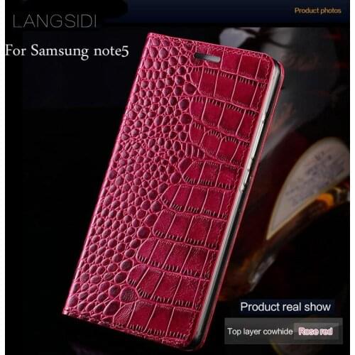 Luxury mobile phone case genuine leather crocodile Flat texture phone case For Samsung Galaxy note5 handmade phone case
