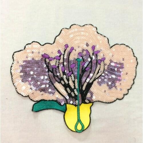 Pink cauliflower sequins patch applique embroidered patch T-shirt or Jeans decoration patches for clothes applique parches
