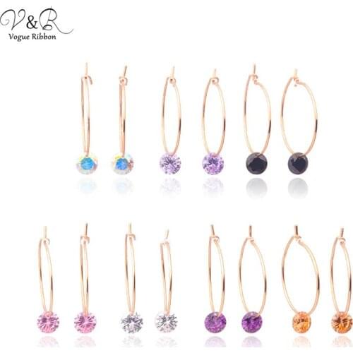 New Trendy Earrings 2020 Gold/ Rhodium Plated Crystal CZ Stone Hoop Earring High Fashion Jewelry Earring Necklace Set For Women