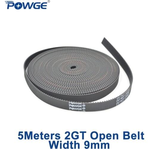 POWGE 2MGT 2GT open synchronous Timing belt width 9mm Rubber 2M GT2 2GT-9mm Small backlash Linear Motion 3D Printer 5Meters