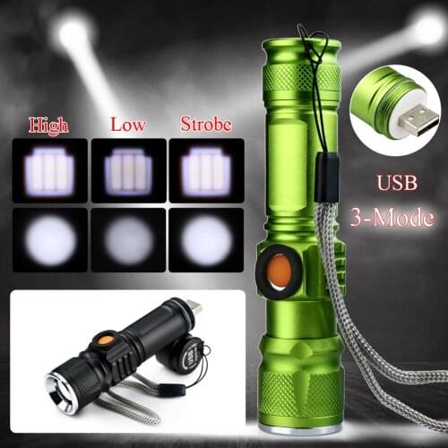 Super Bright Lightweight Q5 2000LM USB Rechargeable Portable Ultra Bright LED Flashlight Torch For Outdoor Camping