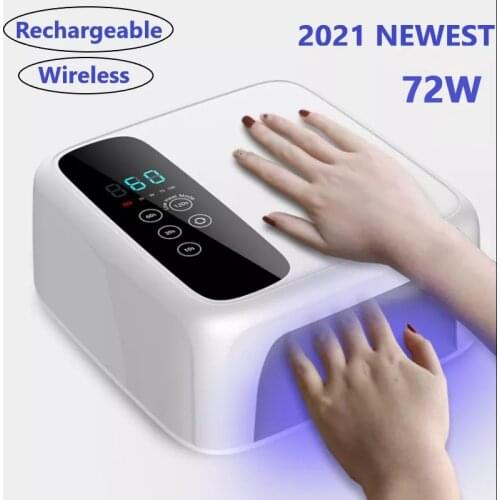 Nail Dryer LED UV Nail Lampfor Curing All Gel Nail Polish With Motion Sensing Manicure Pedicure Salon Tool 72W Rechargeable