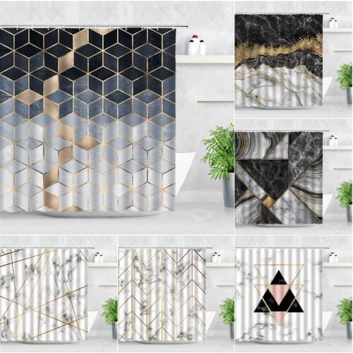 Waterproof Bathroom Shower Curtains Black White 3D Marble Pattern Abstract Art Nordic Style Modern Home Decor cloth Bath Curtain