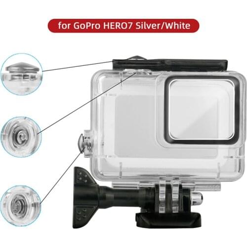 Waterproof Housings Protective Diving Case for GoPro HERO 7 Silver White Action Camera Accessories Frame Shell Protection Cover