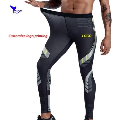 High Stretch Men Printed Compression Running Tights Quick Dry Sport Fitness Leggings Gym Jogging Trousers Workout Pants Custom