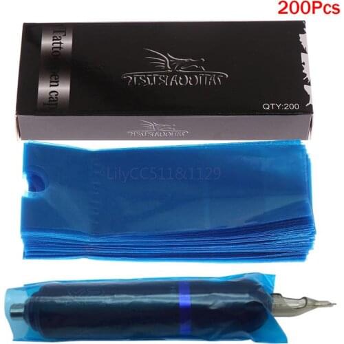 200pcs Tattoo Clip Plastic Cord Sleeves Supply Disposable Covers Bags Machine