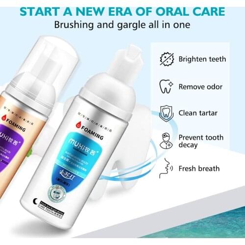 Tooth Whitening Cleaning Foam Remove Plaque Stains Oral Odor Fresh Breath Bright Teeth Toothpaste Dental Care Tool 60ml