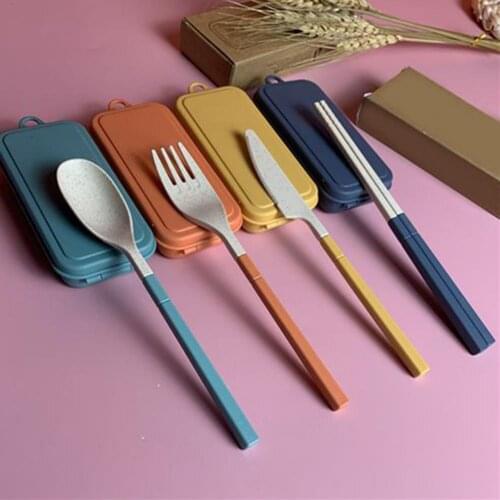 1Set Cutlery Box Kit Eco-friendly Close Splicing PP Wheat Dinnerware Set Organizer for Kitchen палочки для еды корейские