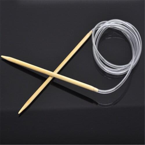 1 Pair 4mm Bamboo Circular Knitting Needles For Handmade Transparent Tube Double Pointed Crochet Hooks For Scarf Sweater120cm