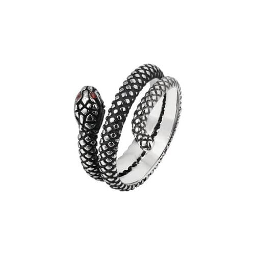1 Pcs Stereoscopic New Retro Punk Exaggerated Snake Ring Fashion Personality Snake With Red Eye Jewelry As Boyfriend Gift 264