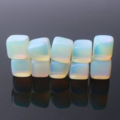 10pcs Healing Cube White Opal Polished Palm Stone Decoration
