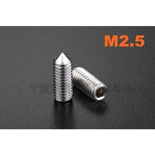 1000pcs/lot M2.5*3/4/5/6/8/10 DIN914 Stainless steel hex socket set screw with cone point
