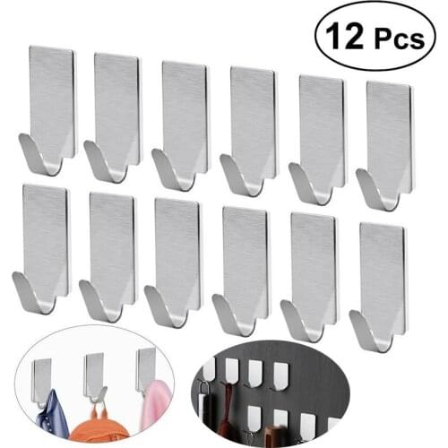 12pcs Multipurpose Stainless Steel Hooks Kitchen Cabinet Clothes Home Storage Hanger Bathroom Towel door Hooks to hang