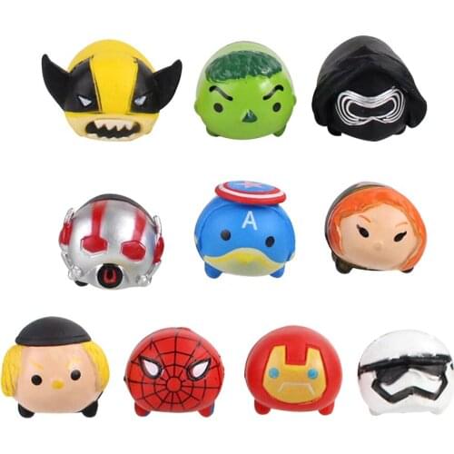 2-3cm 10pcs/Lot Tsum Avengers Figures Ant Man Captain America Black Widows Darth Vader Thor Hulk Iron Man Spiderman Model Toys