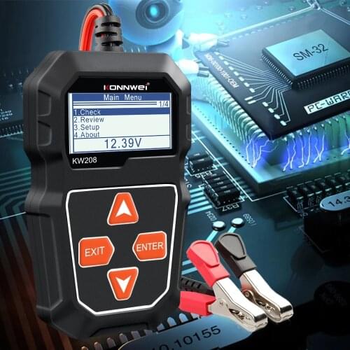 Best 12V Car Battery Tester KONNWEI KW208 for 100-2000CCA Cranking Charging System Test Tool Automotive 12 Volts Battery Tools