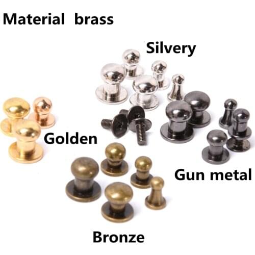 4-10mm Height Brass Nail Buckle Clasps Round Head Nipple Tack Rivet Screw Studs For Bracelet Bag Leather Craft DIY Accessories