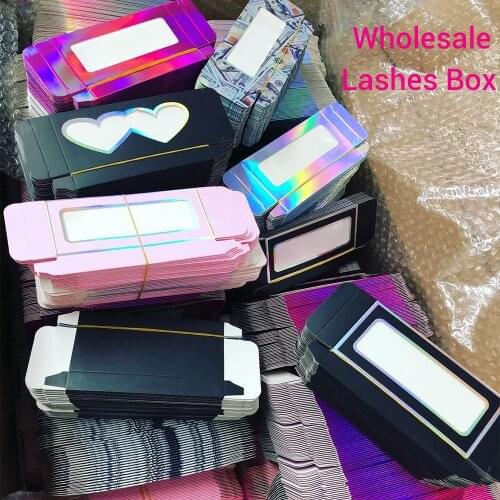 50/100 PCS Wholesale False Eyelash Packaging 3D Mink Lashes Custom Logo Packaging Beauty Makeup Tools Eyelashes Cases Pack Bulk