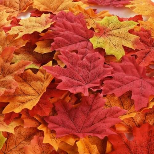 50/200Pieces Artificial Silk Maple Leaves Fabric Tree Leaf DIY Wedding Birthday Event Multicolor Autumn Fall Theme Party Decor