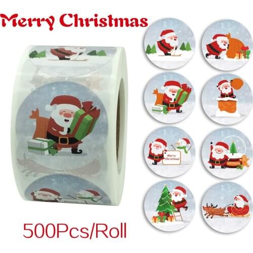 500PCS Round Merry Christmas Santa Claus Halloween Stickers Seal Labels For Envelope Cards Gifts Package Kid Festival Decoration