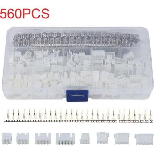 560PCS Terminal 2-5Pin JST-XH 2.54mm Plastic Wire Male Female Housing Connector Pitch Terminal Wire Connectors Adaptor XH Kits