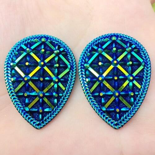 6pcs 30*40mm Drop Shape AB Resin Strass Gems Flat Back For Crafts Scrapbooking DIY decoration -E631