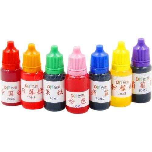 7 Pcs/set 10ml Food Grade DIY Hand-Made Dyeing Pigment Slime Crystal Mud Colorant Epoxy Crystal Pigment Drop Shipping