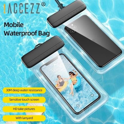 !ACCEZZ IPX8 Universal Waterproof Phone Case Cell Phone Bag for iPhone Xiaomi Samsung Huawei Diving Surfing Swimming Cover 7inch