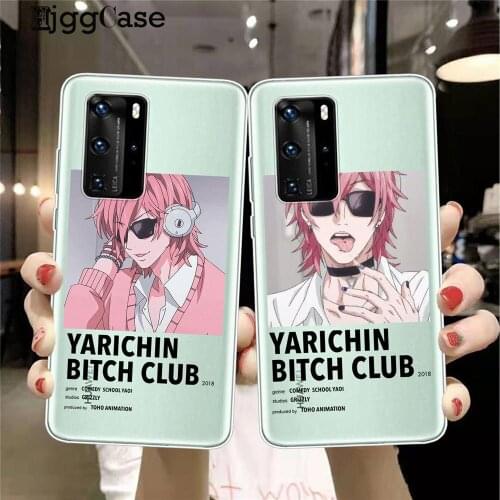 Yarichin bitch Club Anime Phone Case For Huawei P20 P30 P40 Lite E Por Mate 20 30 40 Lite Por Cute Anime TPU Soft Cover Fundas