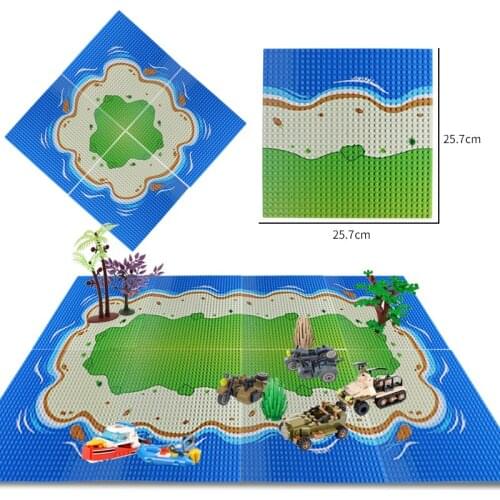 32*32Dots Classic Island Seaside Baseplate Compatible All Brand DIY Building Blocks Base Plate Bricks Toys For Children Gift