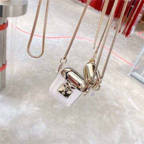 TPU With chain headset Case For Apple Airpods pro Wireless Bluetooth Earphone Cases Charging Box Protection Cover For Airpods 2