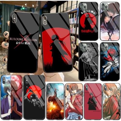 USAKPGRT Anime Rurouni Kenshin Soft Phone Case Cover Tempered Glass For iPhone 11 Pro XR XS MAX 8 X 7 6S 6 Plus SE 2020 case