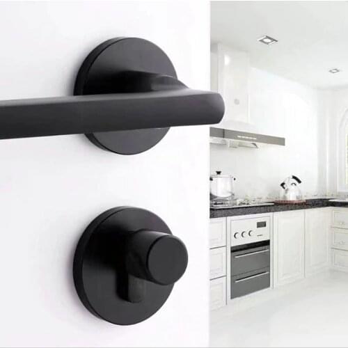 Black Space Aluminum Door Handle Lock Interior Bedroom Door Lock Split Silent Door Lock Door Hardware