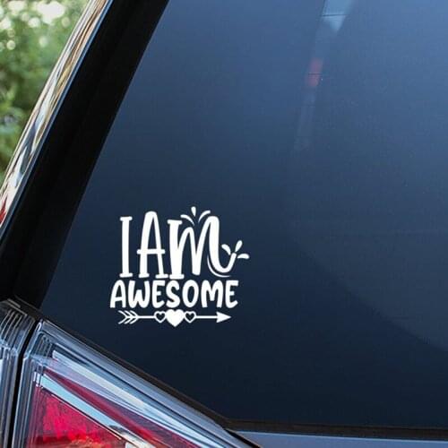 Black/Sliver I Am Awesome Sticker Rearview Mirror Decal Car Window Bumper Cool Waterproof Removable S293