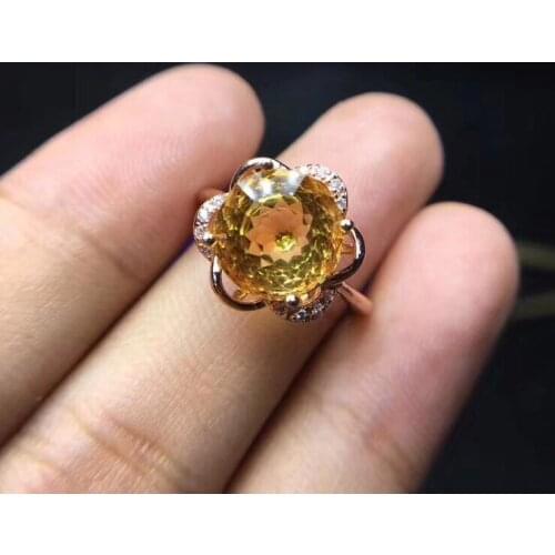 Citrine ring Natural real citrine 925 sterling silver Fine yellow crystal jewelry Handworked jewelry