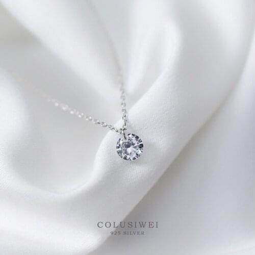 Colusiwei 925 Sterling Silver Silver Invisible Chain Necklaces Pendants Cubic Zirconia Choker Necklaces Link Chain female