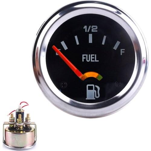 Car Fuel Level Gauge Meter Fuel Level Sensor Fuel Gauge For Marine Boat Car Truck E-1/2-F Pointer 12V 2-Inch 52mm