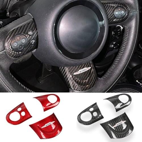 Carbon Fiber Decoration Cover Steering Wheel Modification Accessories Interior Trim Car Styling For BMW MINI COOPERS R55 R56 R60