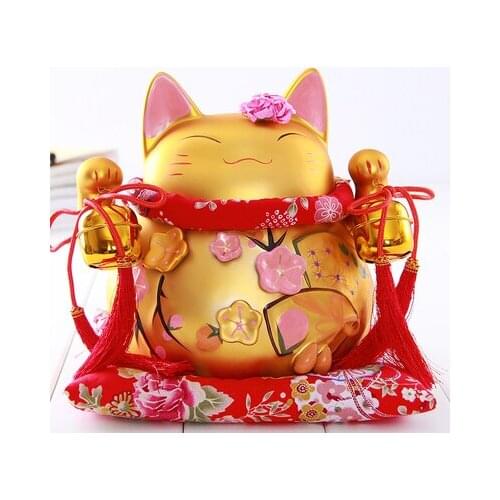 A Gold color gems m lucky cat Japanese large genuine blessing shop opened in Japan piggy business butterfly ornaments ceramic