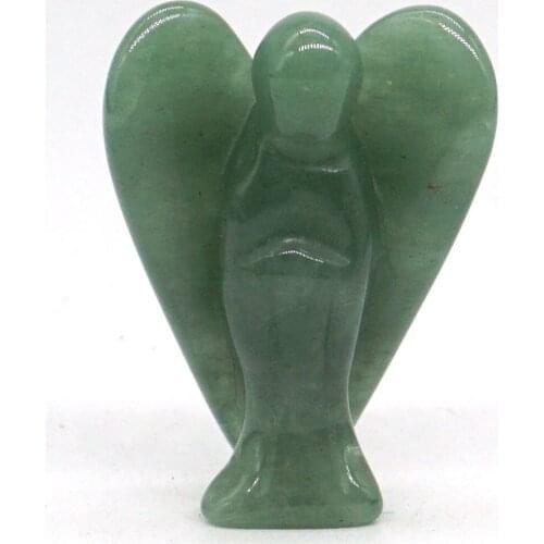 Angel Figurine Miniature Carved Natural Green Aventurine Stone Healing Statue Crystal Home Decoration Accessories 1.5 Inch