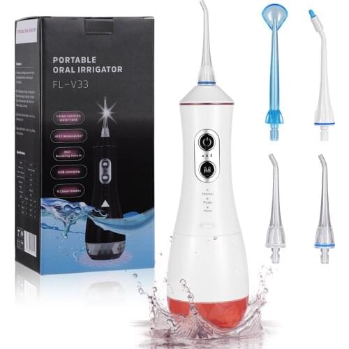 Oral Irrigator USB Rechargeable Water Flosser Portable Dental Water Jet 320ML Water Tank Waterproof Teeth Cleaner
