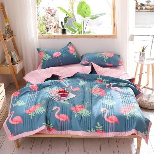 Plant Floral Printed Quilts Summer Used Thin Air-conditioned Comforter Queen Size Colcha Duvets Single Bedspread for Single Bed