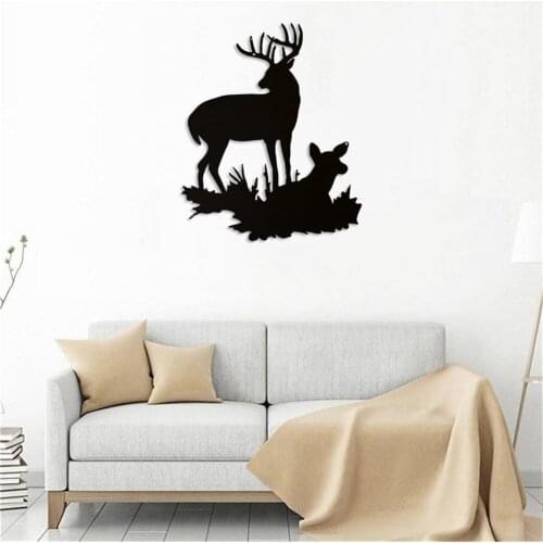Metal Iron Deer Silhouette Art Pendant Craft Garden Home Wall Decoration for Wall Decor Garden Home Decor Accessory