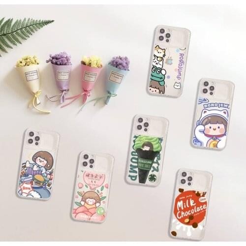 Cute anime girl snacks Phone Case Transparent for iPhone 7 8 11 12 se 2020 mini pro X XS XR MAX Plus