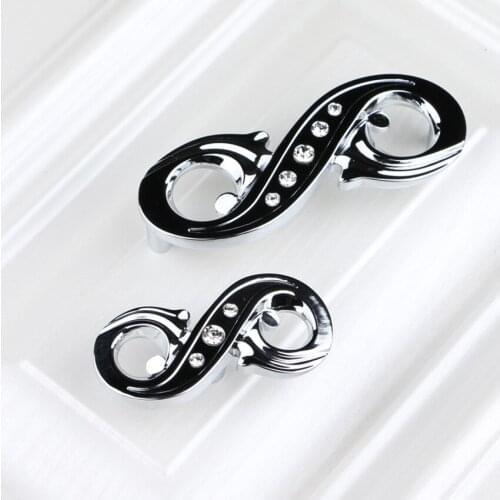 Fashion creative rhinestone wardrobe wine cabinet door handles silver k9 crystal drawer cabinet cupboard knobs pulls 128mm 96mm